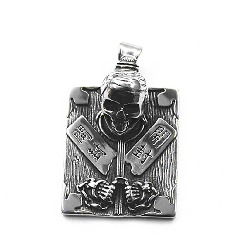 复古诡异开封枷锁囚犯骷髅吊坠钛钢男士项链项链