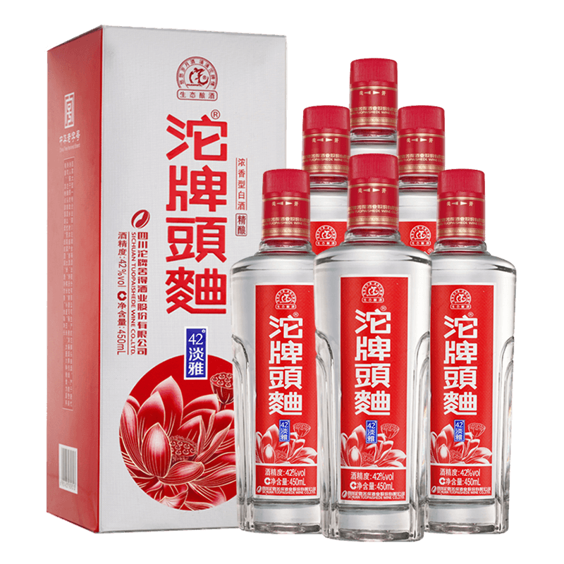 450ml浓香白酒整箱6瓶42度库存淡雅酒头曲舍得白酒
