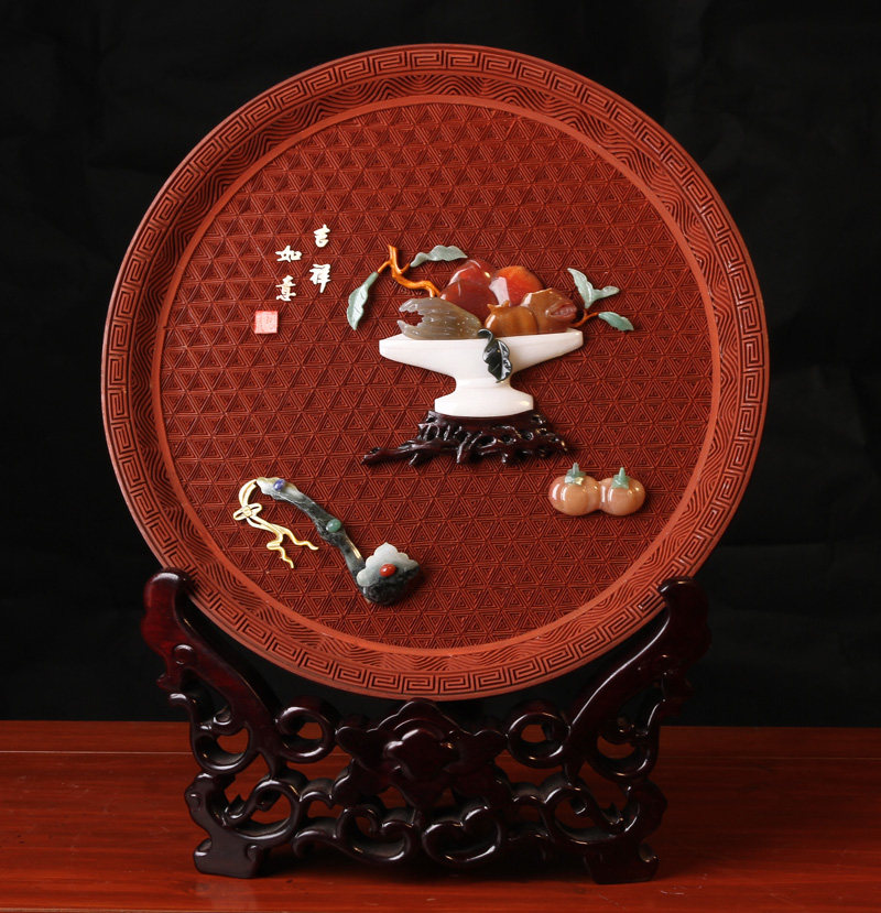 扬州漆器厂天然大漆手工雕刻装饰饰品台屏家居摆件