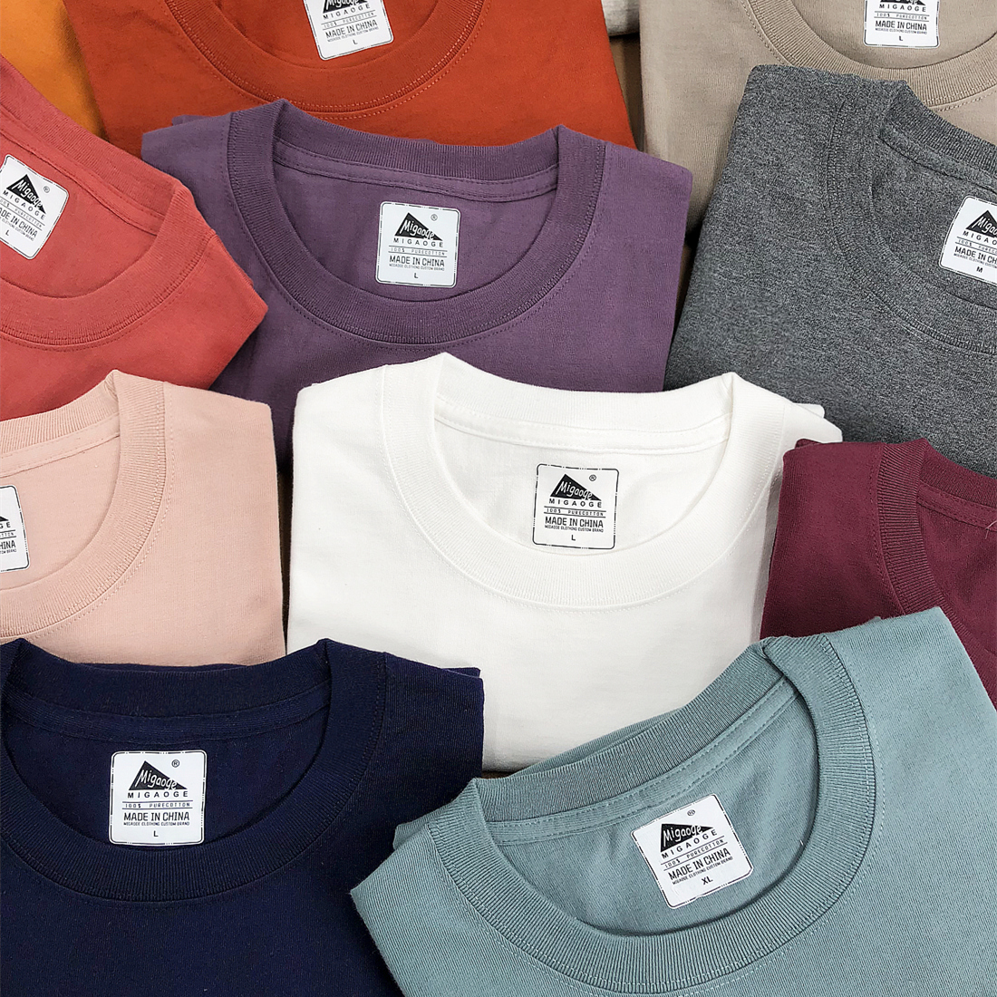 265g重磅复古厚实美式咔叽素色简约纯棉男女纯色短袖T恤打底衫