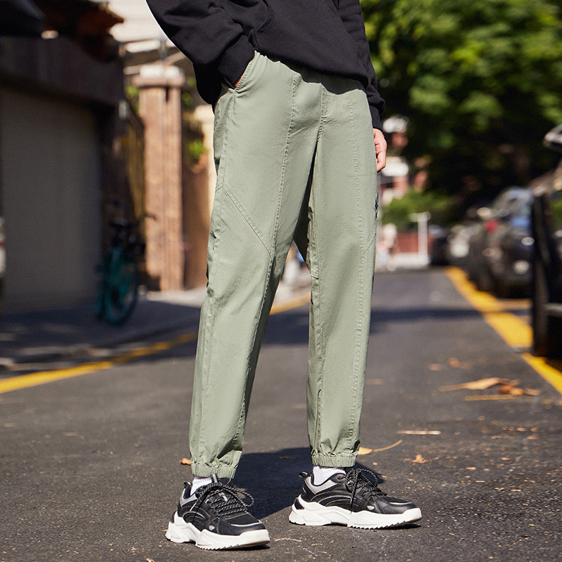 a21春季男装抽绳束脚裤运动裤男士休闲裤九分裤男生裤子韩版潮流