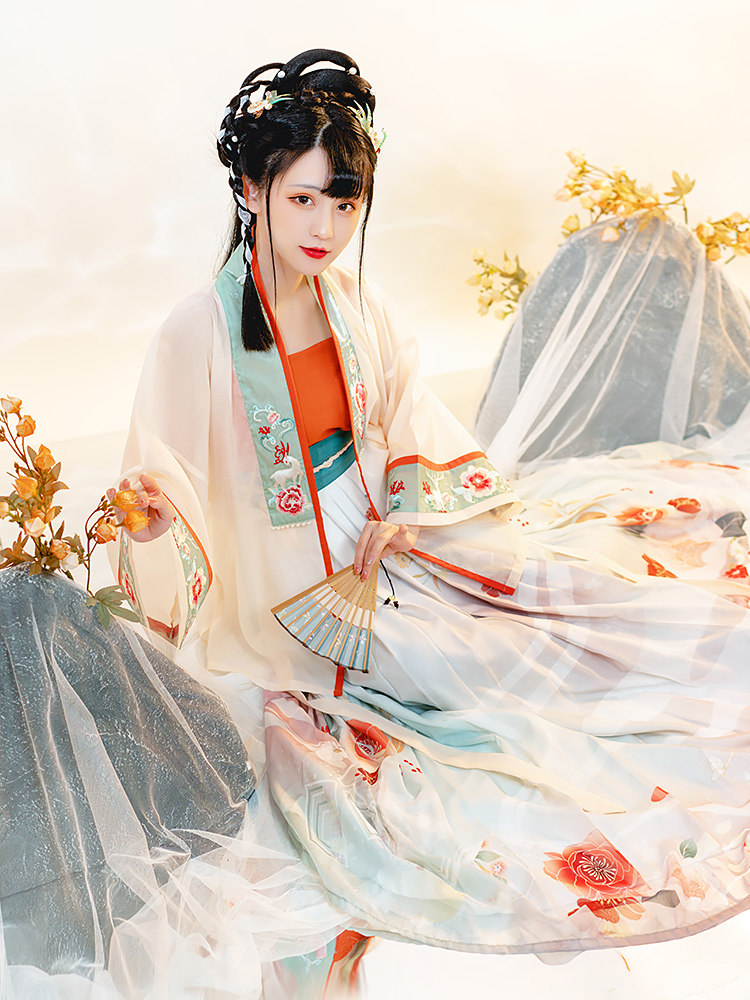 花神记鹿饮溪宋制褙汉服女正品原创日常汉服夏季汉服