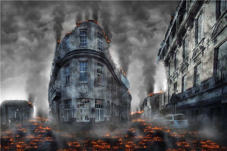 psa010ps动作建筑硝烟废墟效果创意生成生成素素材设计素材