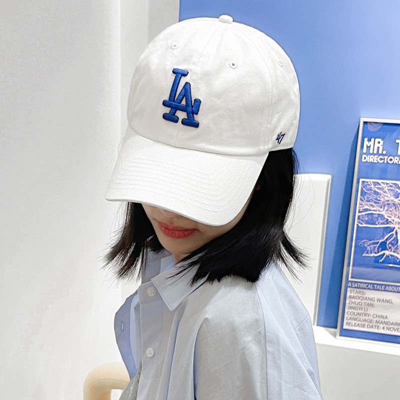 47brand帽子子女软顶白色ny遮阳鸭舌帽mlb防晒帽子