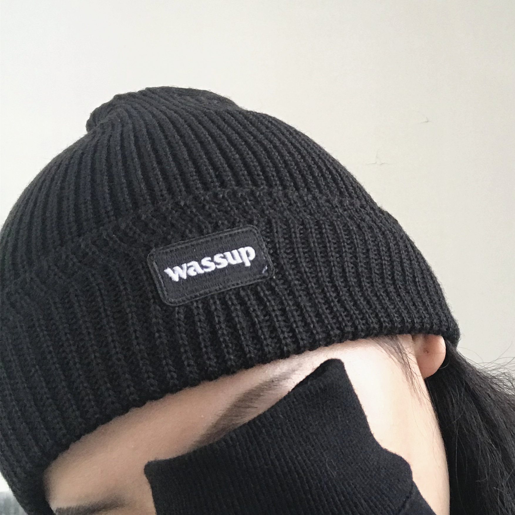 whoopshopwassup基础针织圆顶刺绣冷帽男女潮牌帽子