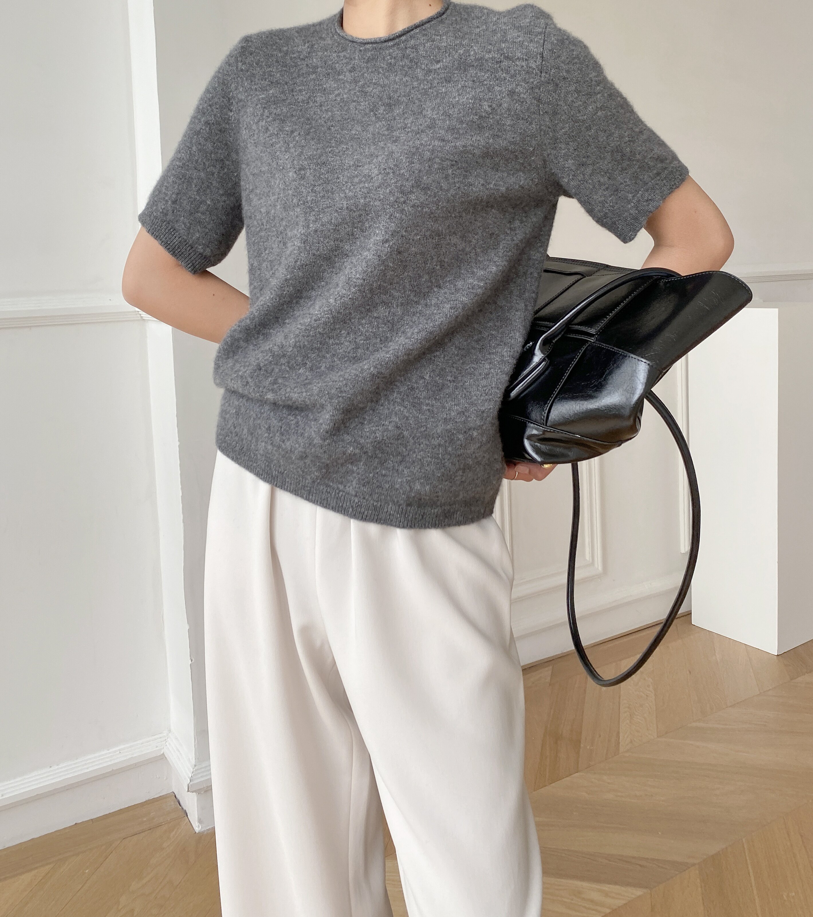 蓬松纯色短袖羊绒真丝伦敦新真丝秋季2020夫人毛针织衫