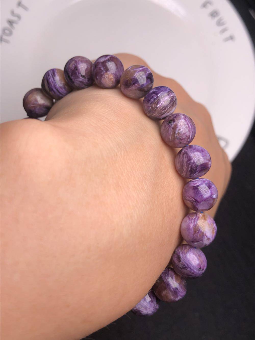 天然紫龙晶圆珠手链高性价比颜色漂亮珠子98mm时尚百搭ug