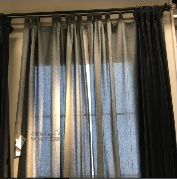 纯棉窗帘ikea宜家大连伦达2片绑带成品北欧成品窗帘
