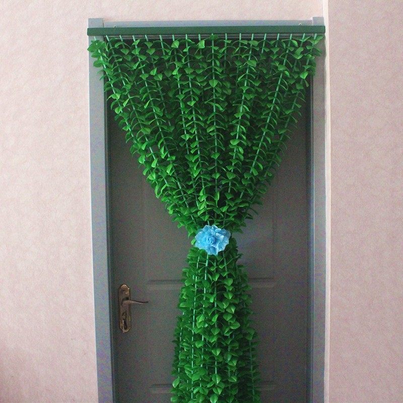 绿色叶子门帘四季客厅卧室玄关隔断风水挂帘珠帘