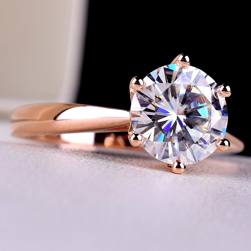 美国cc正品莫桑钻戒指18k白金1克拉d色莫桑石戒指女六爪皇冠婚戒2