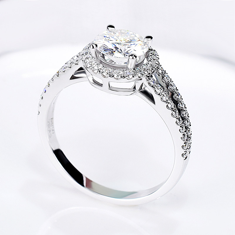 美国1克拉双臂满钻围镶豪华进口钻戒白金cc手饰