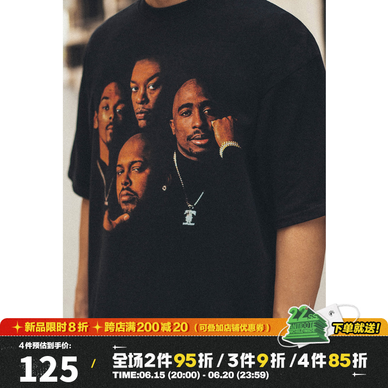 ANTIDOTE (SNAKELAB) 2PAC人像印花短袖t恤男士潮牌2021夏季新款