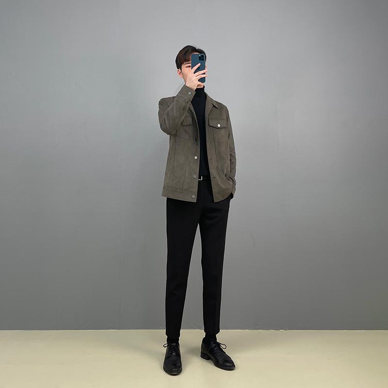 TWENTY FIVE 新款夹克男韩版修身潮流春秋休闲麂皮绒男士外套春季