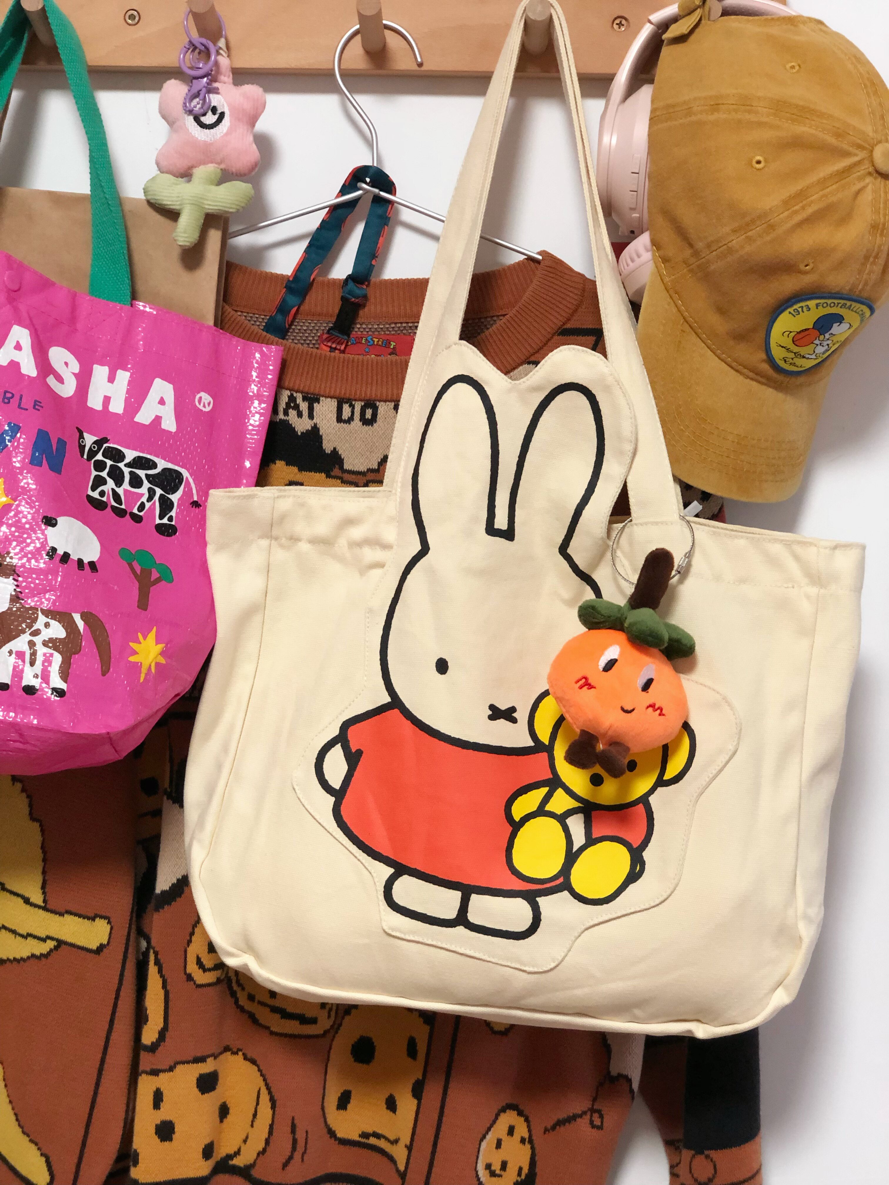 原创miffy米菲可爱兔子大容量单肩帆布包 日系百搭帆布袋手提包包