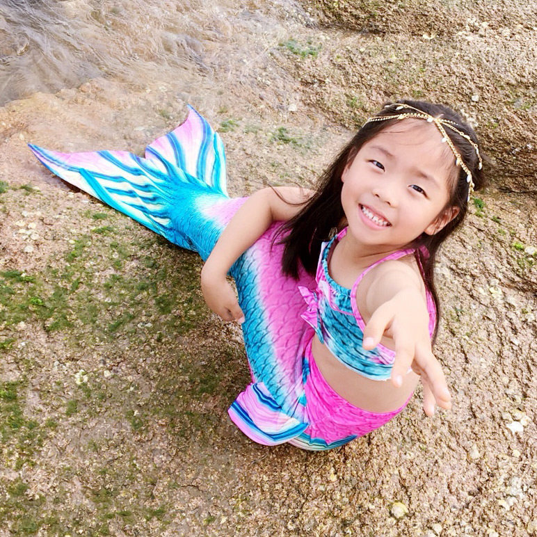 游泳衣 美人鱼衣服 儿童女童女孩小孩夏泳衣泳装 潜水尾巴鱼尾 服装