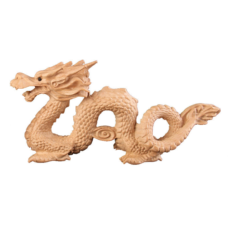 摆件桃木木龙青龙十二生肖龙汽车汽车木雕原色龙无漆摆件