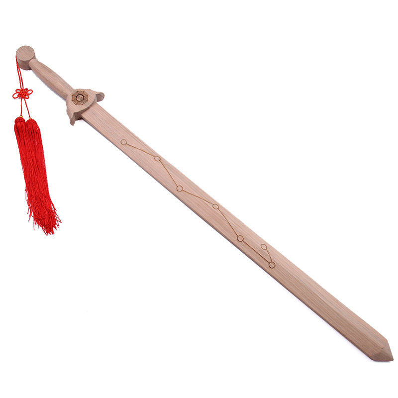 木剑桃木整木一体道士木雕北斗七星八卦晨练小孩木雕