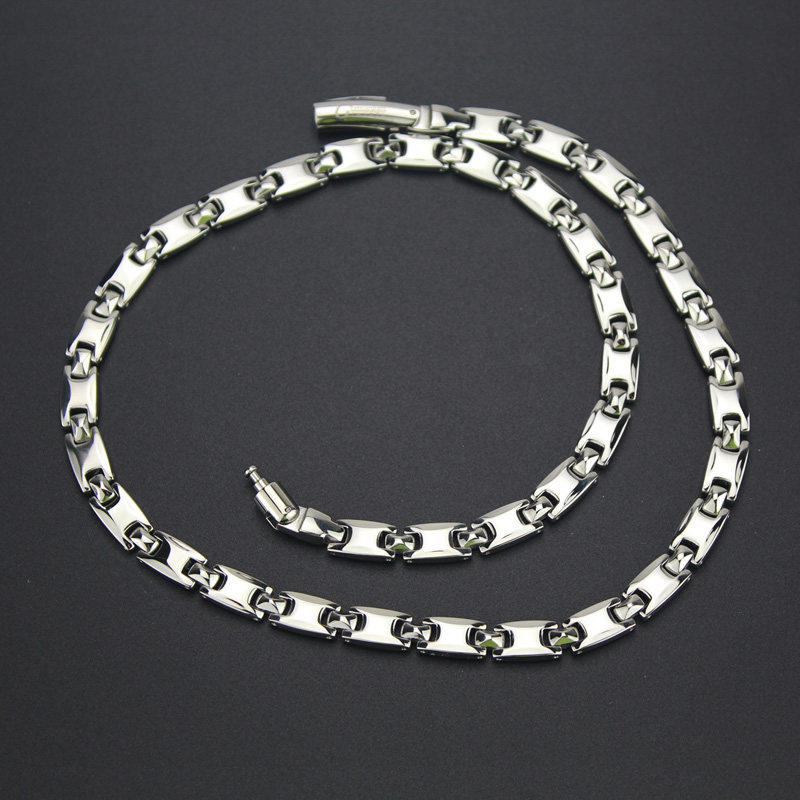 台湾正品18k金色纯钛磁石磁疗项链 健康防辐射潮男简约金色饰品男