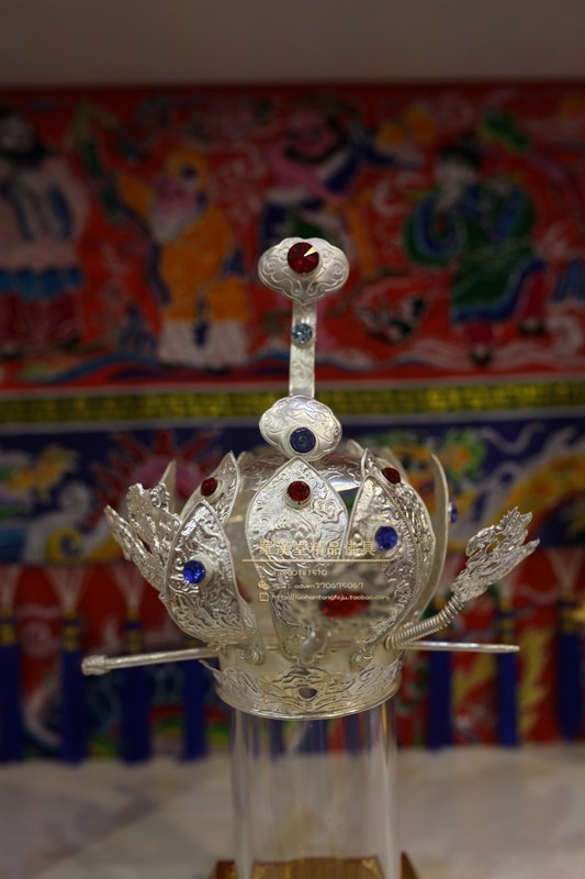 神像精品帽莲花冠天师道教神明帽子新款水钻帽子