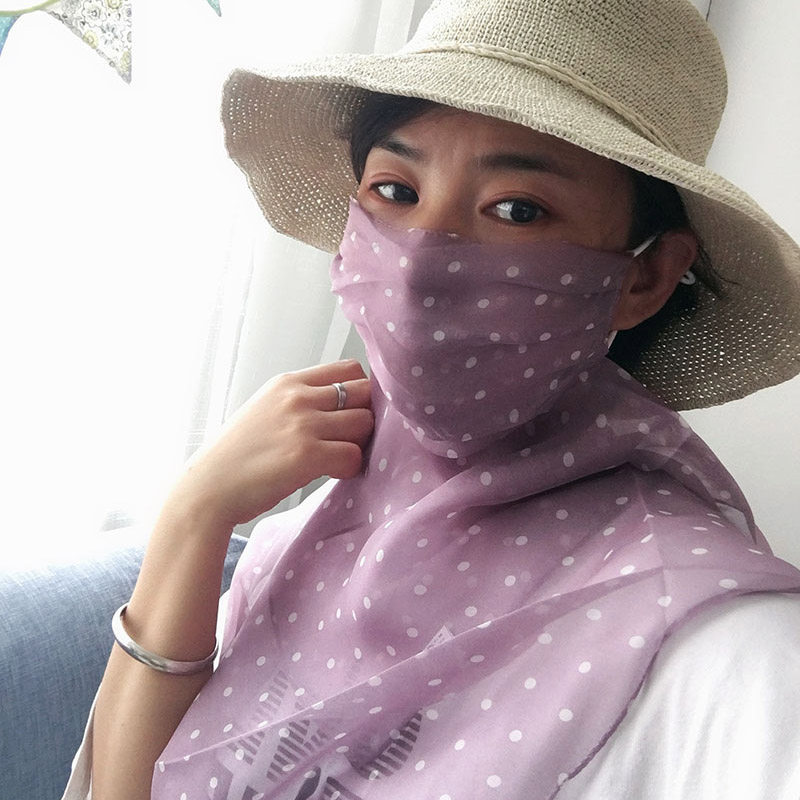 真丝防晒面纱遮全冰丝夏季防紫外线护颈女士蚕丝防晒面纱