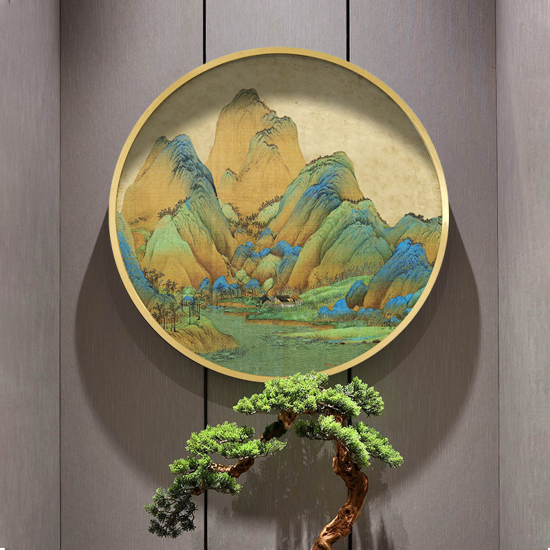 金箔画玄关装饰画过道走廊壁画卧室床头挂画中式山水画千里江山