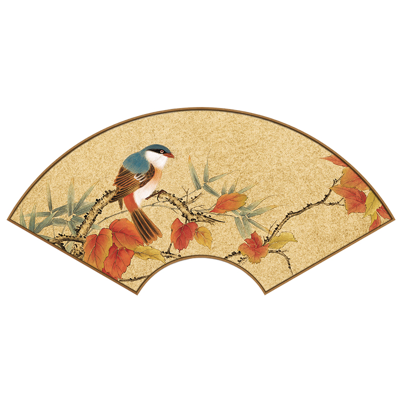 扇形餐厅床头小鸟金丝建军挂画张玄关花鸟装饰画现代装饰画