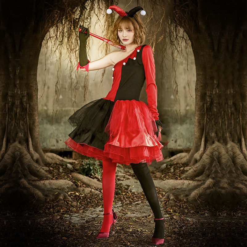 万圣节成人服装cos服红小丑电影英雄角色红白服饰