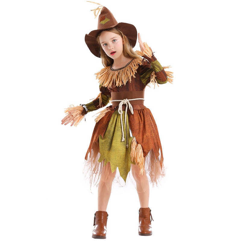 万圣节儿童服装稻草人cosplay装扮动漫超级反派角色流苏服饰