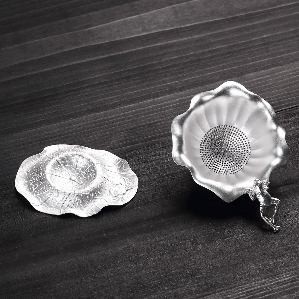 纯银茶漏底座套装手工茶滤茶叶过滤家用茶具茶滤