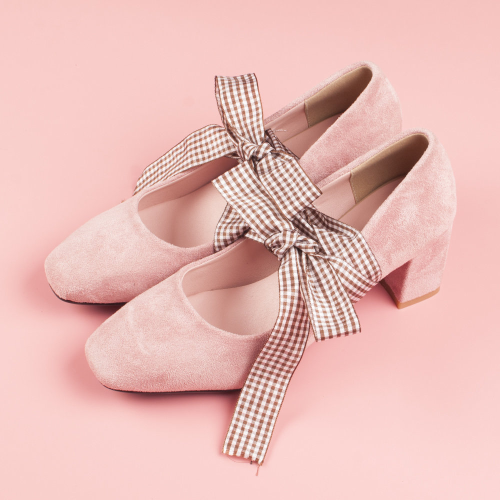 清仓断码绑带公主鞋粉粉色仙女温柔乖乖米色单鞋