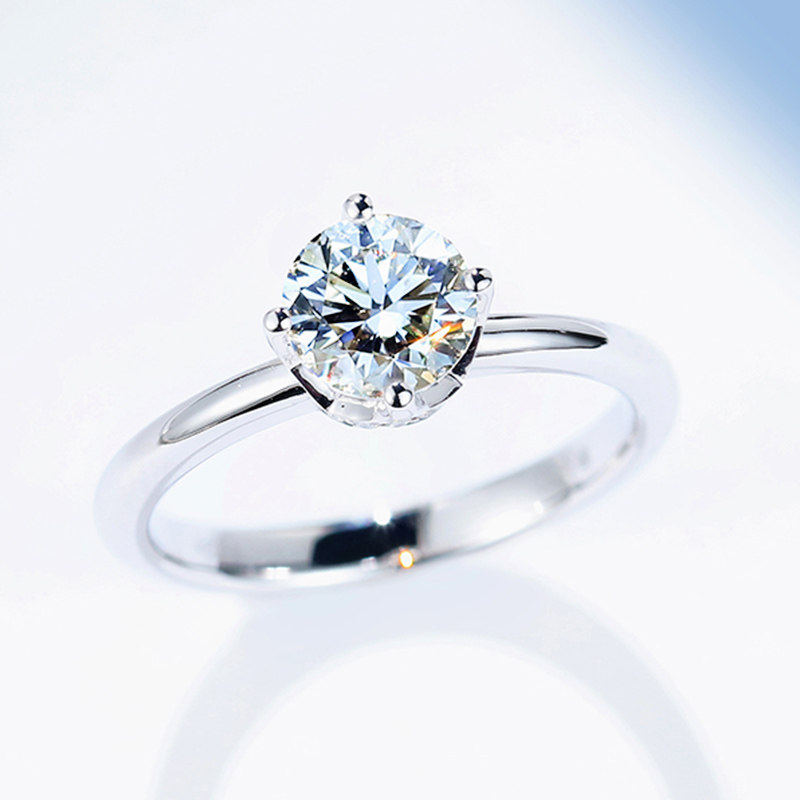 宝石矿工 18k白金四爪钻石戒指 唯美gia钻戒结婚戒女戒 戒托定制