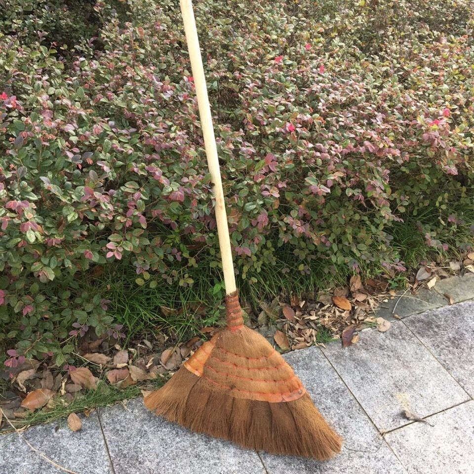 网红扫帚不粘工厂学校扫把鬃毛木柄手工棕扫扫把