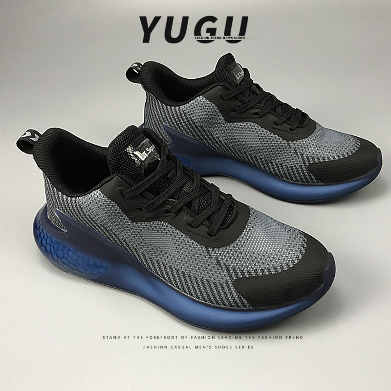 YUGU秋冬加绒保暖男鞋休闲运动鞋爆米花复古跑步气垫厚底鞋子男潮