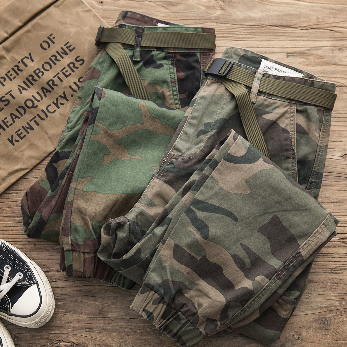 赤孤记2020秋冬新款迷彩工装裤男阿美咔叽复古休闲裤潮牌做旧长裤