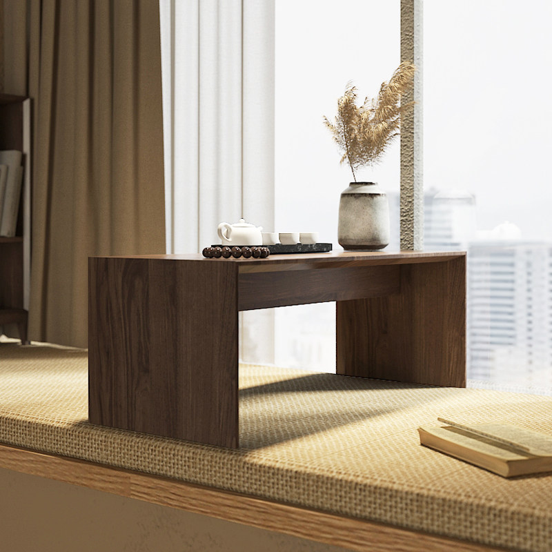 叁舍日式茶台榻榻米小矮桌胡桃实木飘窗功夫茶茶几和室几桌