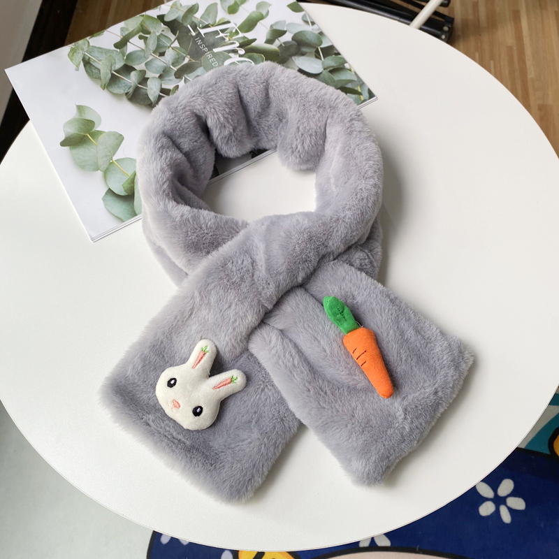 卡通兔子可爱围巾冬季少女韩版加厚保暖胡萝卜围巾