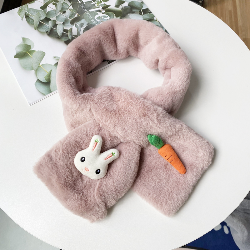 卡通兔子可爱围巾冬季少女韩版加厚保暖胡萝卜围巾