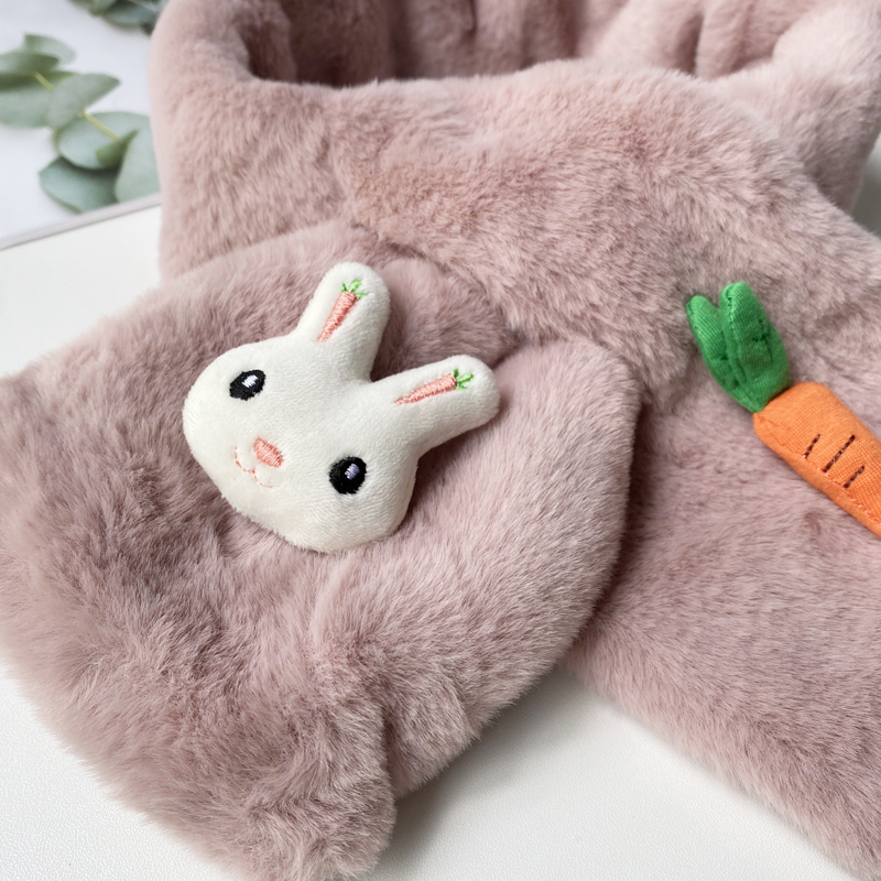 卡通兔子可爱围巾冬季少女韩版加厚保暖胡萝卜围巾