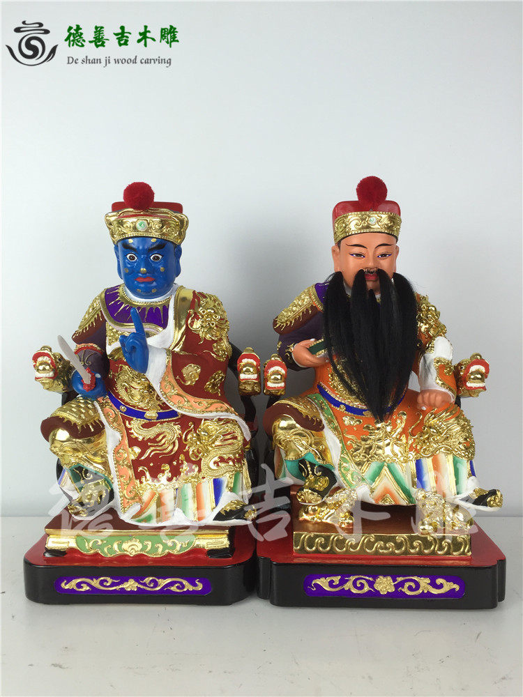 尊王木雕文安漆线樟木40公分武安张巡许文武尊神像木雕