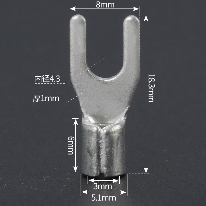 国标加厚snb354冷压叉形接线端子ut紫铜10mm接线端子