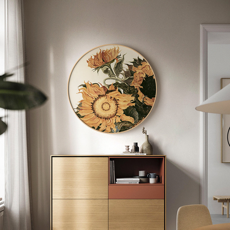 现代简约入户圆形装饰玄关柜挂画日式进门走廊过道现代装饰画