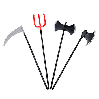 1Chen Tao Halloween props Ox fork big axel sickle red devil fork king scepter ງູຫົວກະໂຫຼກຍ່າງ