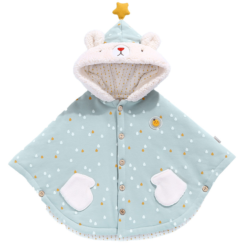 麦拉贝拉婴儿斗篷秋冬季保暖款夹棉加棉装男女宝宝披风