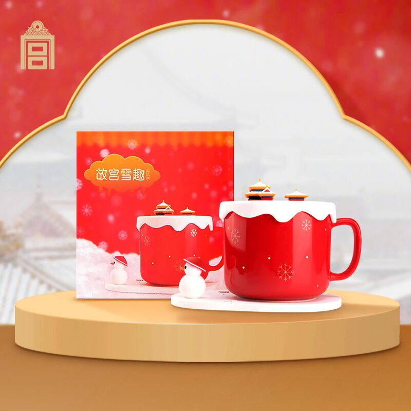 故宫文创雪趣马克故宫博物院创意陶瓷水杯可爱早餐马克杯