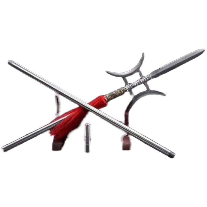 花纹双月方天画戟三国吕布十八般兵器刀剑红缨枪霸王枪未开更多武术