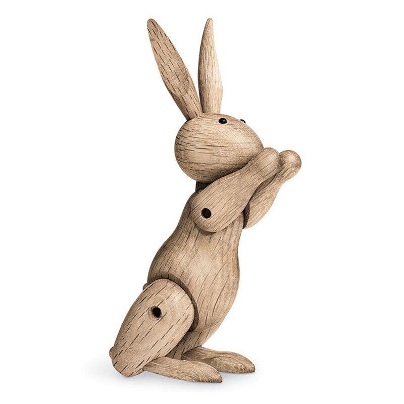 丹麦rosendahlrabbit动物木偶木质小兔子摆件创意原木摆件