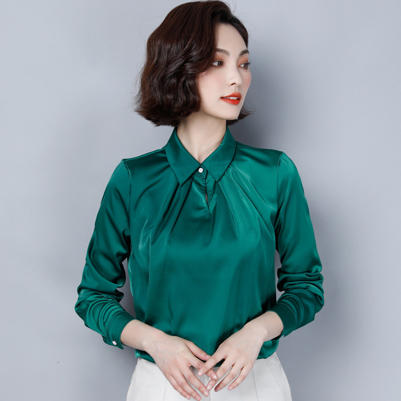 2020春装新款女装真丝衬衫长袖桑蚕蚕丝绸缎衬衫