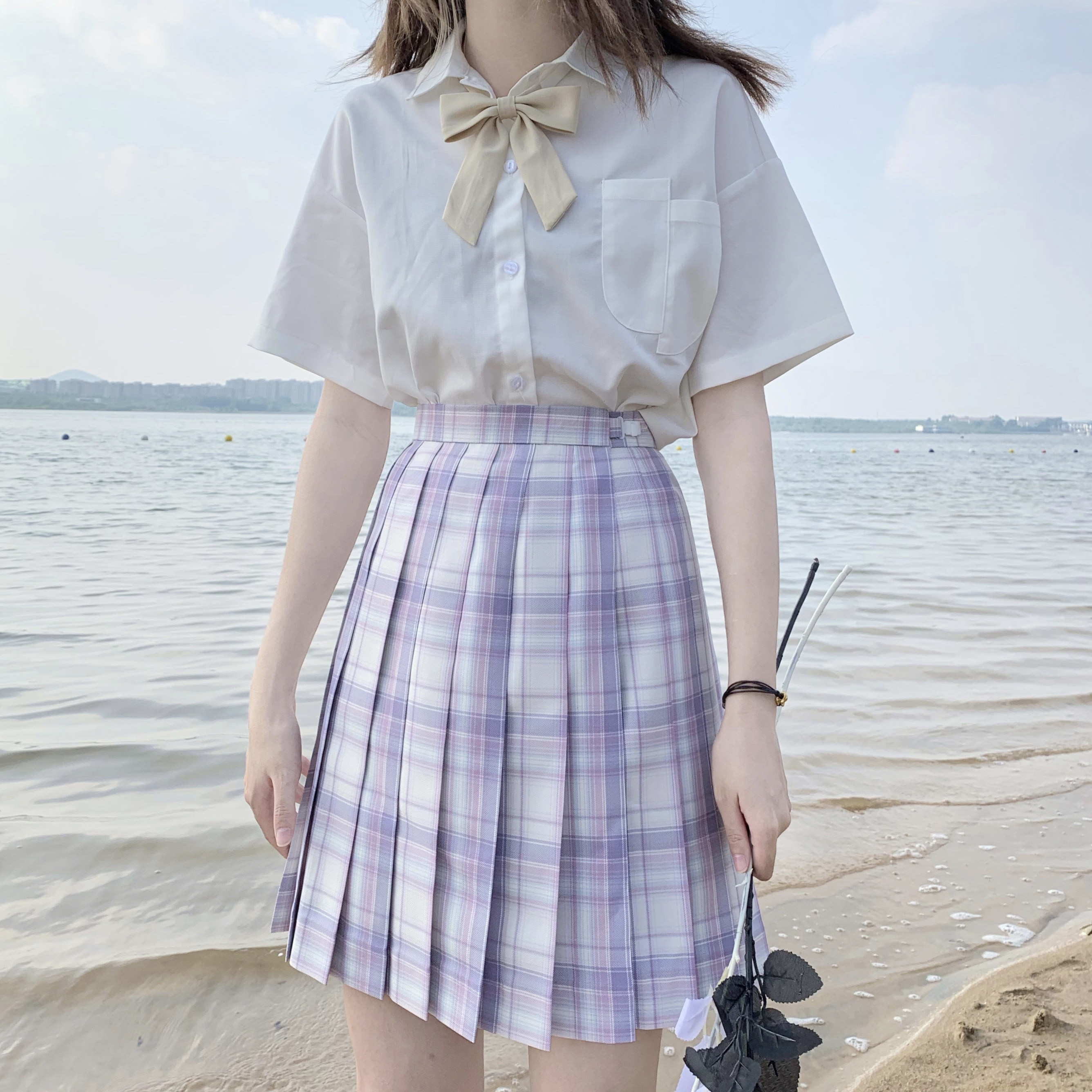 雪间空蝉牵星原创jk制服学生格裙学院校园半身裙