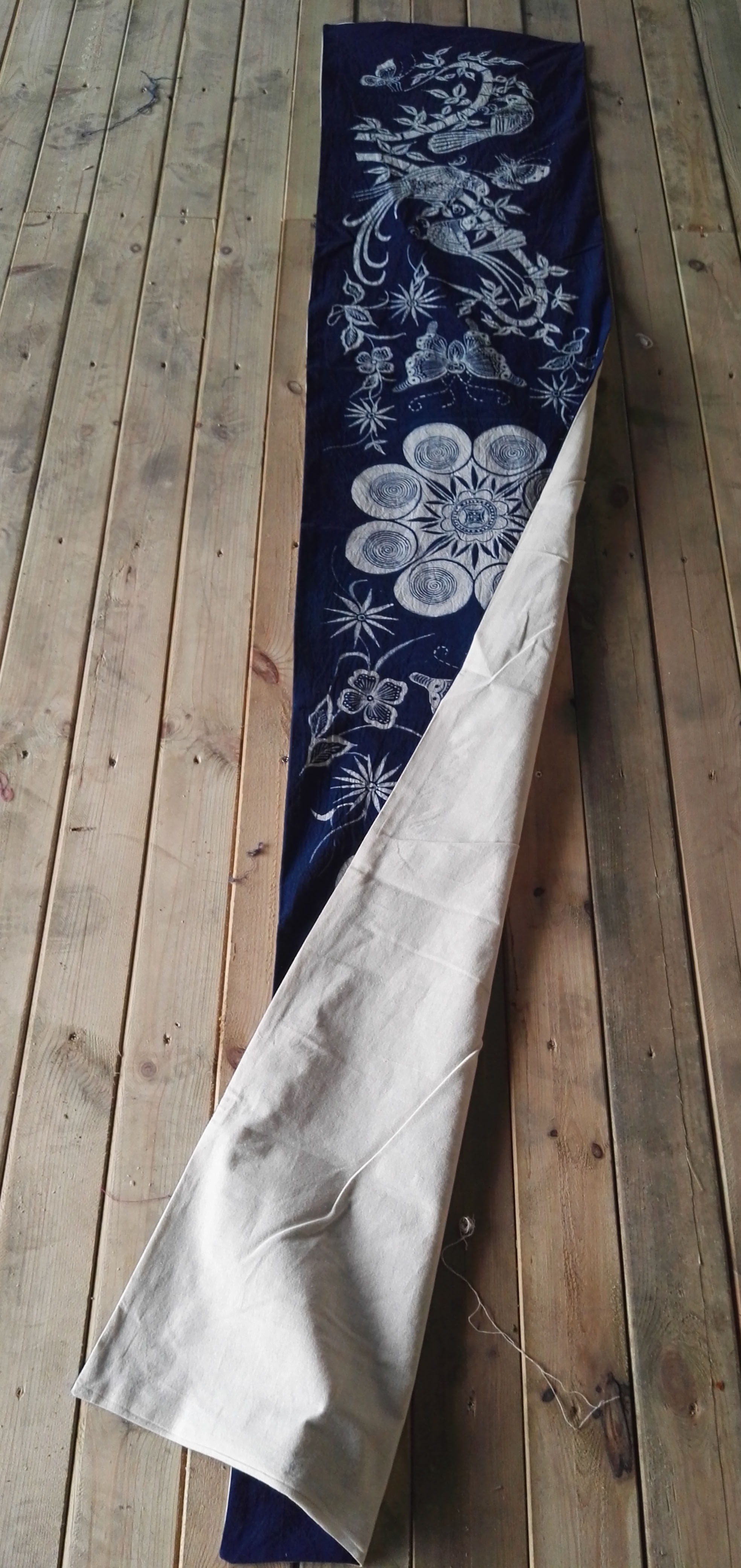 蜡染贵州丹寨植物蓝靛染茶旗桌旗床加工定做苗族蜡染