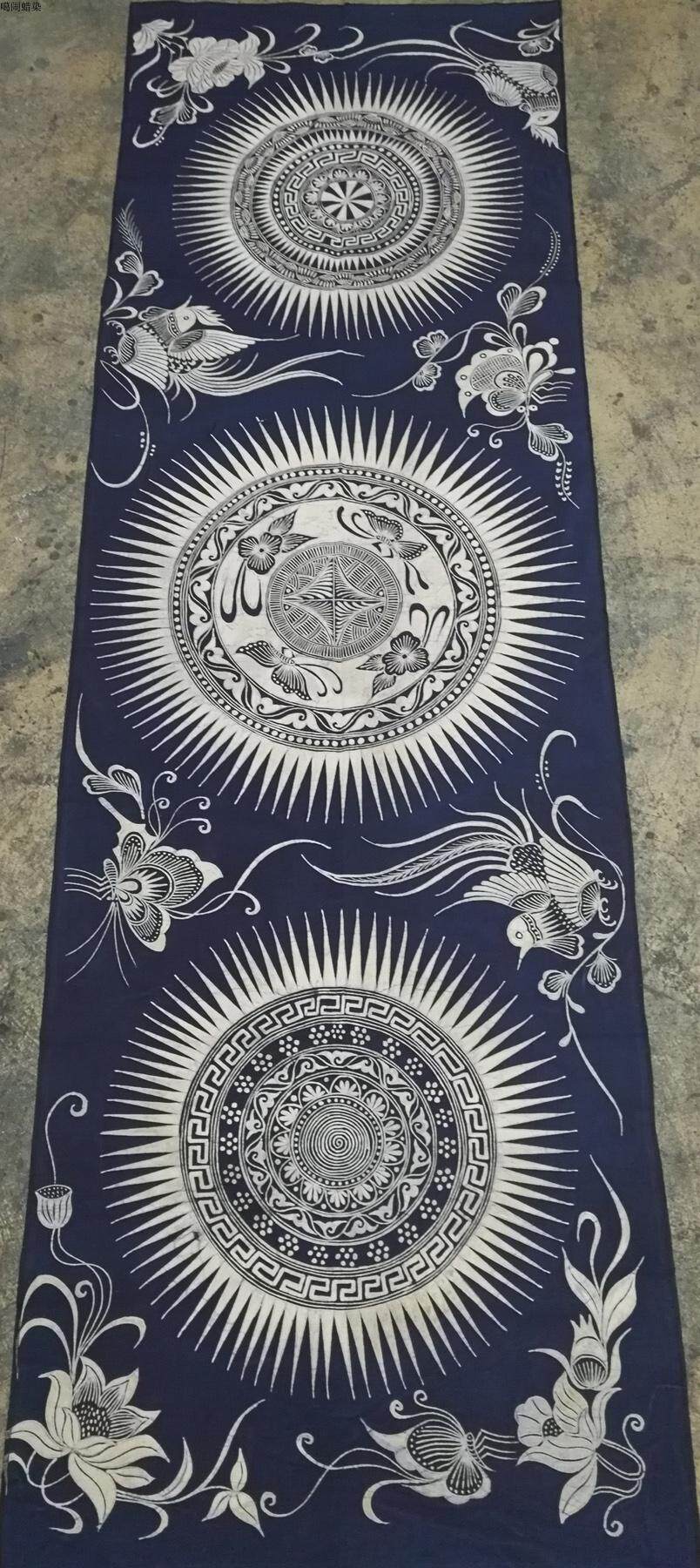 贵州丹寨蜡染定制桌布桌旗床旗茶席布艺铜鼓苗族蜡染